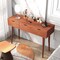 48 Inch Walnut Writing Computer Desk with 3 Drawers and Solid Wood Legs